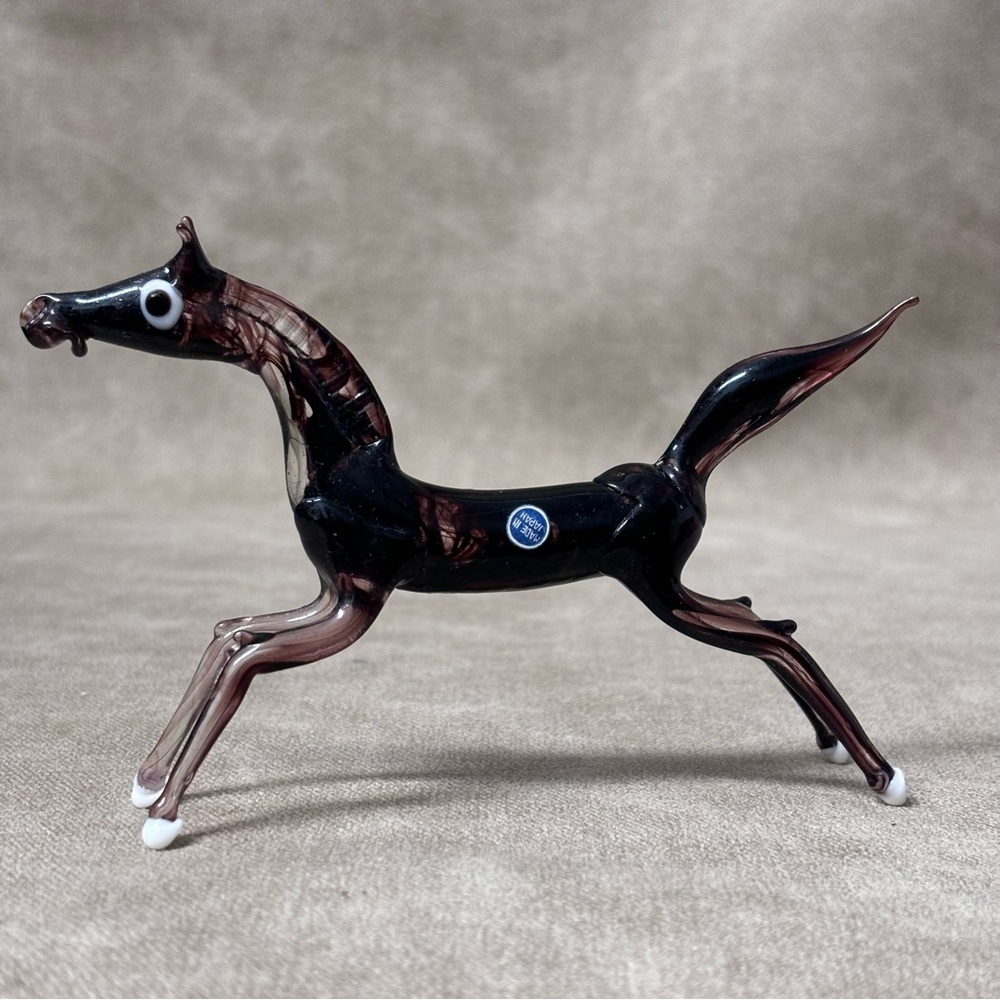 Murano Style Amethyst Glass Horse Figurine
